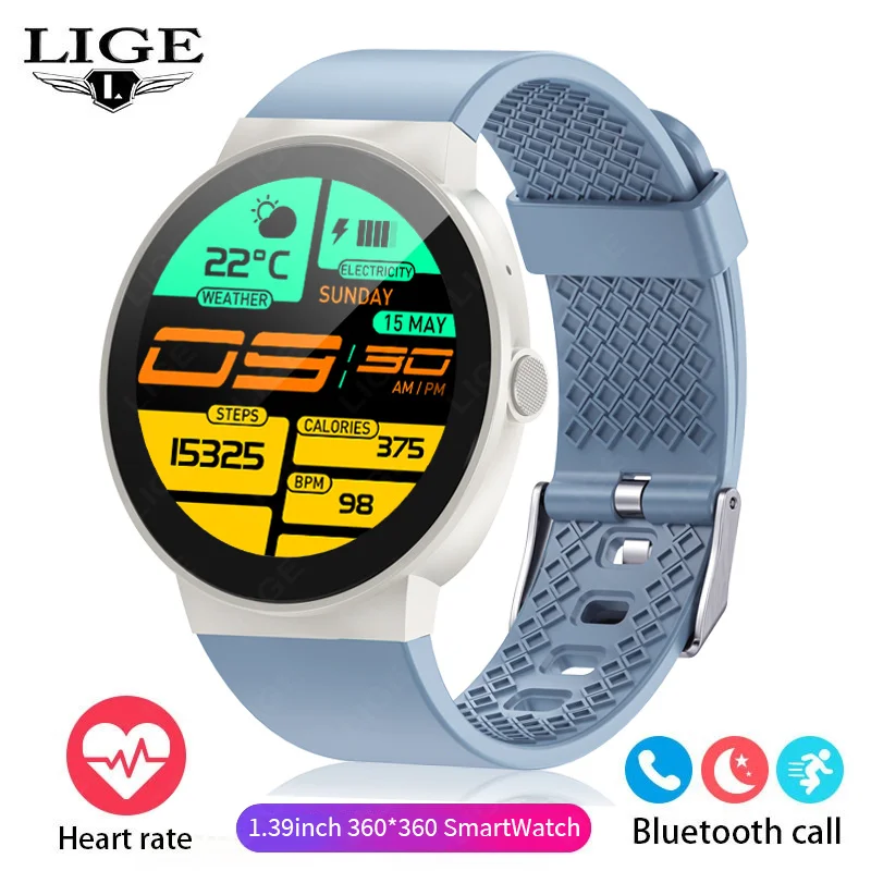Smartwatch (azul Silicone), Relógio À Prova D'água Com Bluetooth Para Chamadas, Relógio Para Monitoramento De Atividades Físicas E Esportivas