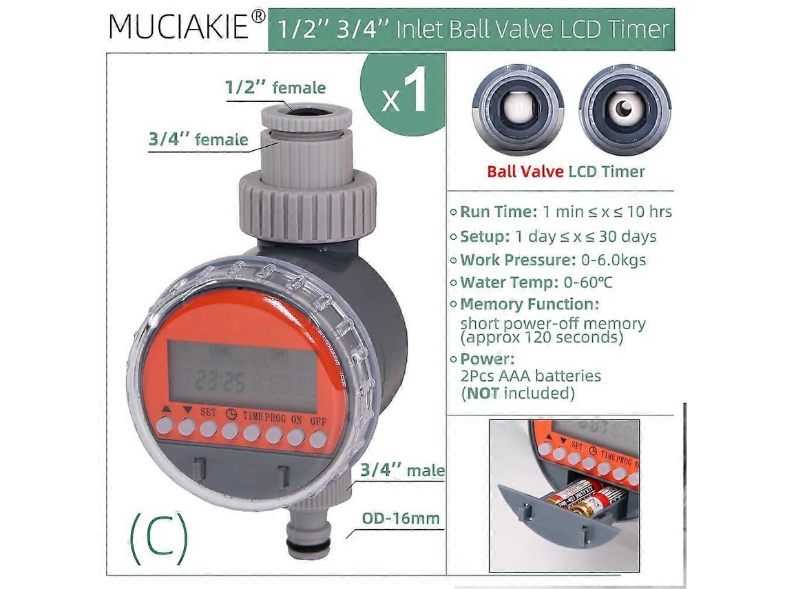 Regulador De Irrigação Automático Programável, Resistente, Para Jardim E Interior(c)