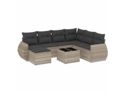 Maison Exclusive - 8 Pcs Conj. Sofás Jardim C/ Almofadões Vime Pe Cinza-claro
