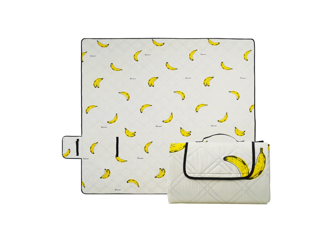 Tapete Piquenique Impermeável Exterior 200x200cm Parque Campismo Banana Panoona