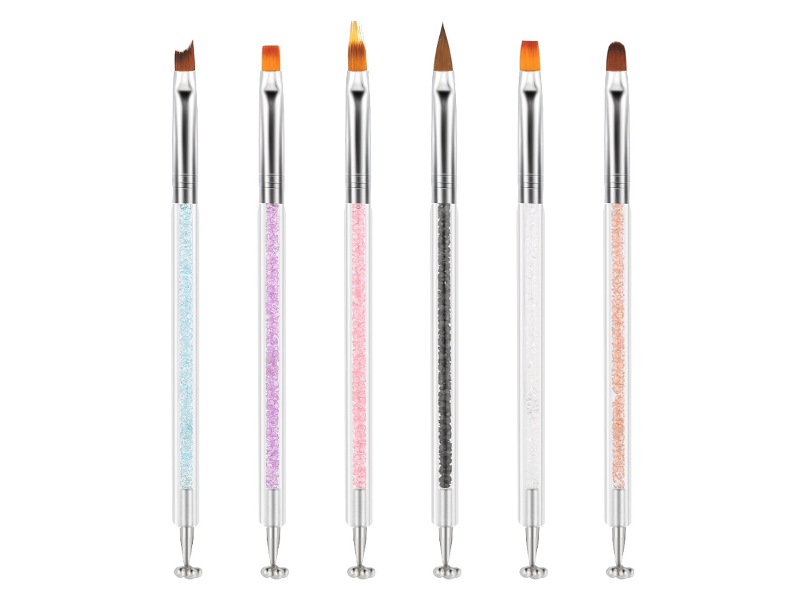 Pincel De Esmalte De Unhas Com Duas Pontas Para Arte Em Unhas - Pen De Carving E Pintura (7 6 Peças)