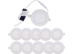 Omni luzes Led Embutidas Ultra Finas 3w Luz Branca Quente 3000k Painel Redondo 10 Unidades para Teto