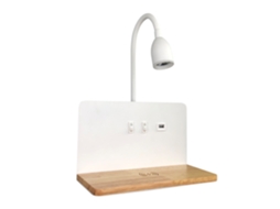 (branco) Luminária De Parede Led Para Interiores Com Porta Usb E Função De Carregamento Sem Fio, Rotação De 360°.