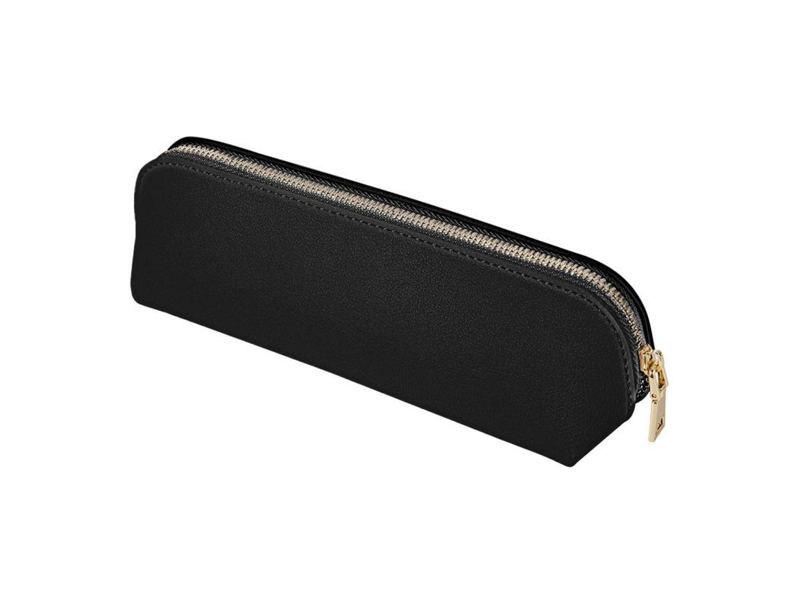 2026 estuche de Cuero Delgado Con Cremallera Metálica para Lapices Bolígrafos Y Útiles Escolares Color Negro
