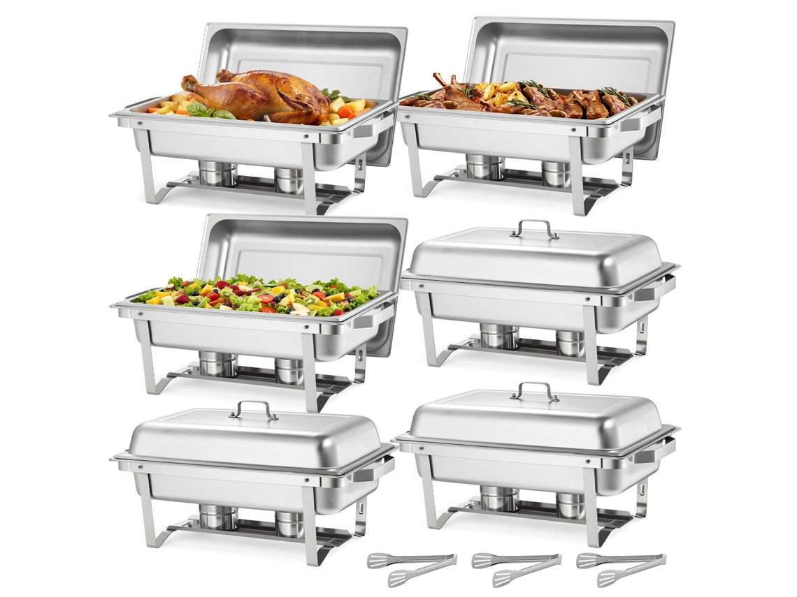 Conjunto De 6 Pratos Retangulares Com Tampa De 8,6 L Para Buffet Vevor