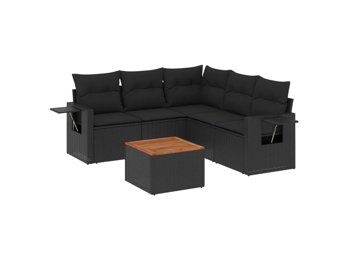 Garden Sofa Set, Garden Sofa Sets Vidaxl Preto Rattan / Vime (n/a)