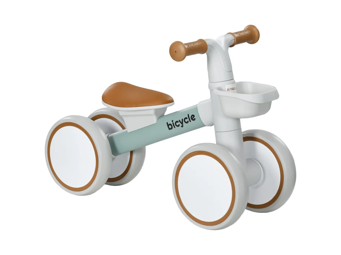 Bicicleta de equilíbrio com assento ajustável, rodas whisper, para 1 a 3 anos, até 20 kg, verde e branco S/MARCA