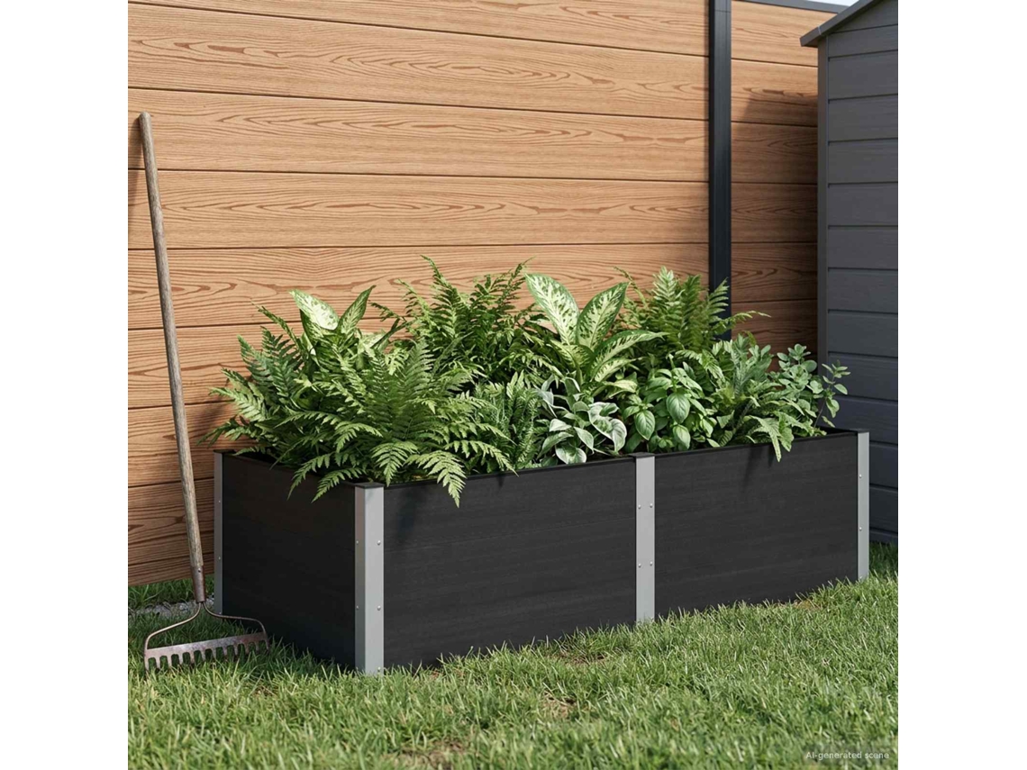 Vidaxl Canteiro De Jardim Elevado Preto 200 X 100 X 54 Cm