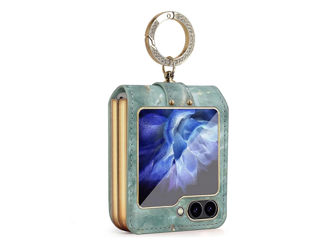 Capa De Celular Portátil Em Pu Com Anel De Nuvens Coloridas Para Samsung Galaxy Z Flip6