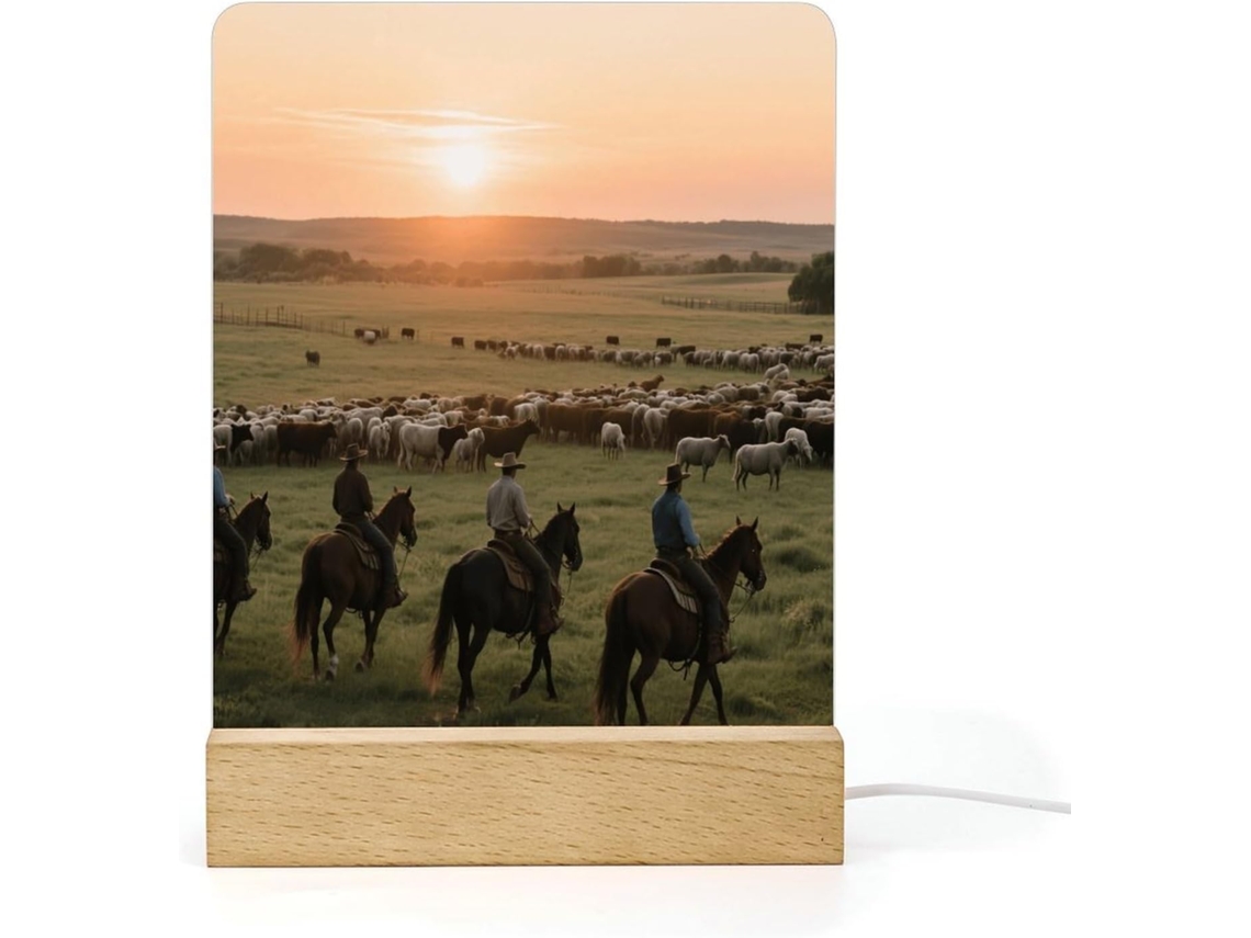 Luminária Noturna Led Cowboy Ranch Sunset, Luminária Noturna De Acrílico Com Base Banheiro, Corredor, Quarto, Sala
