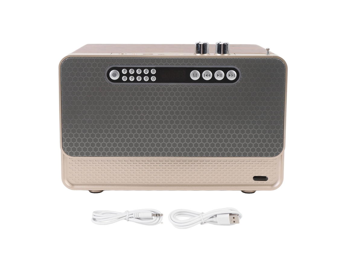 Altifalante Bluetooth de madeira EOOCOO, subwoofer sem fio