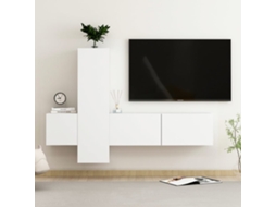 3 Pcs Conjunto De Móveis De Tv Derivados De Madeira Branco DKD HOME DECOR
