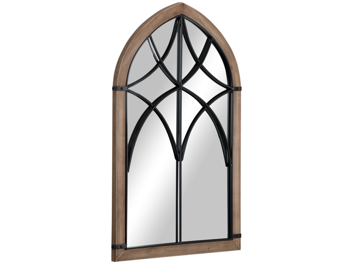 Espelho Parede Madeira 93x60 com Ganchos Marrom