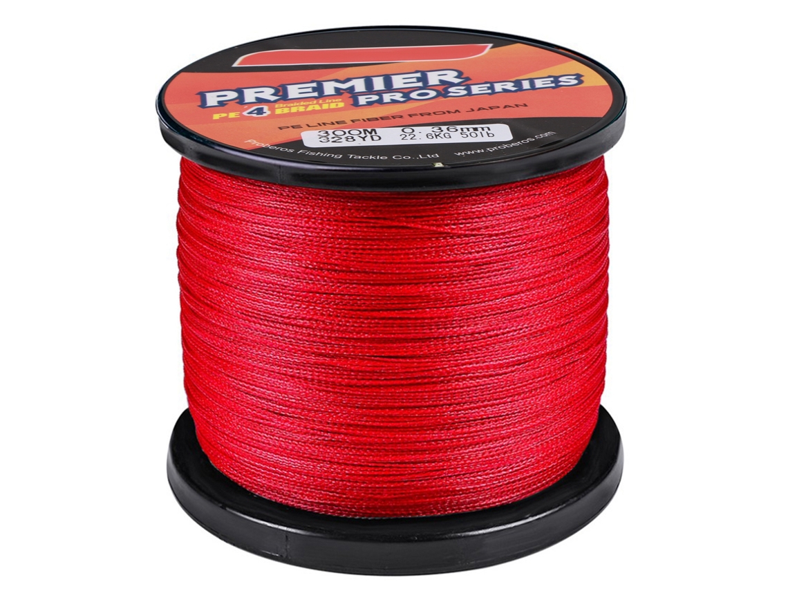 Linha de Pesca 50lb 300m Vermelha Resistente
