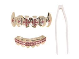 KOFIHETY Conjunto De Braces Dourados, Decoração Em Metal Para Dentes, Joia Para Festa De Halloween, Show Hip Hop