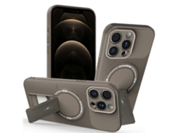 Capa Tkdaddy Para Iphone 12 Pro Com Suporte, Textura De Fibra De Carbono, Pc Capa De Tpu Marrom