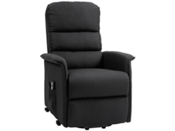 Poltrona Elétrica Reclinável S/MARCA com controle remoto, bolso lateral, estofado em linho preto