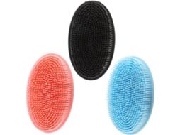 Conjunto De 3 Escovas Silicone Para O Corpo, Portáteis E Compactas, Para Banho E Shampoo, Limpeza Profunda E Massagem