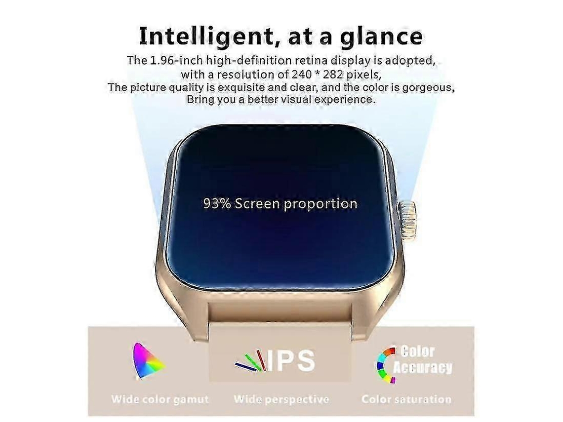 Smartwatch para mulheres com chamadas, monitoramento de glicemia, frequência cardíaca não invasiva, temperatura corporal e oxigênio em uma bicicleta elétrica.