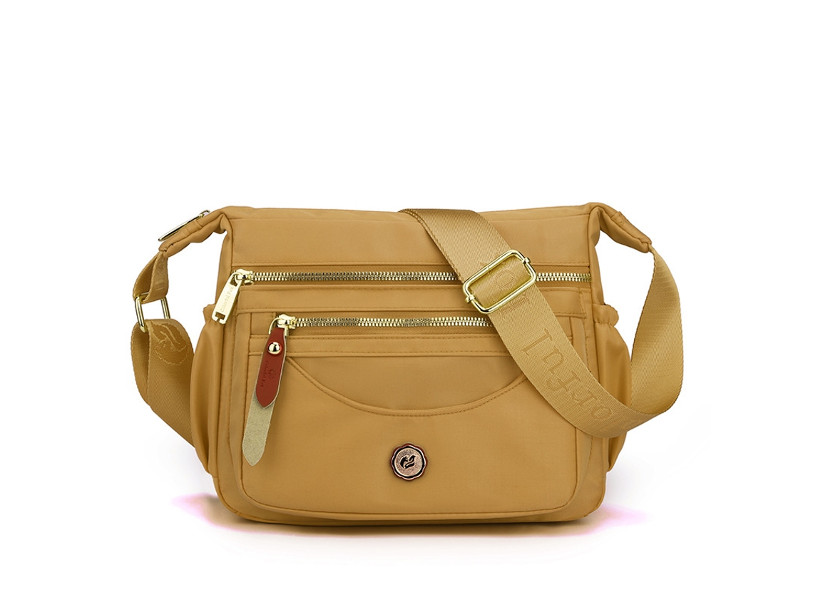 Bolsa Transversal Feminina de Nylon Impermeável, com Várias Camadas e Grande Capacidade. ouro Escuro YUNZII