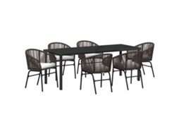 Conjunto 7 Conjunto De Jantar Para Jardim Vidaxl Castanho Vime Pe (200 X 80 X 73 Cm)
