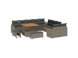 Conjunto 13 Sofá De Jardim Vidaxl Cinzento Vime Pe (100 X 100 X 71 Cm)