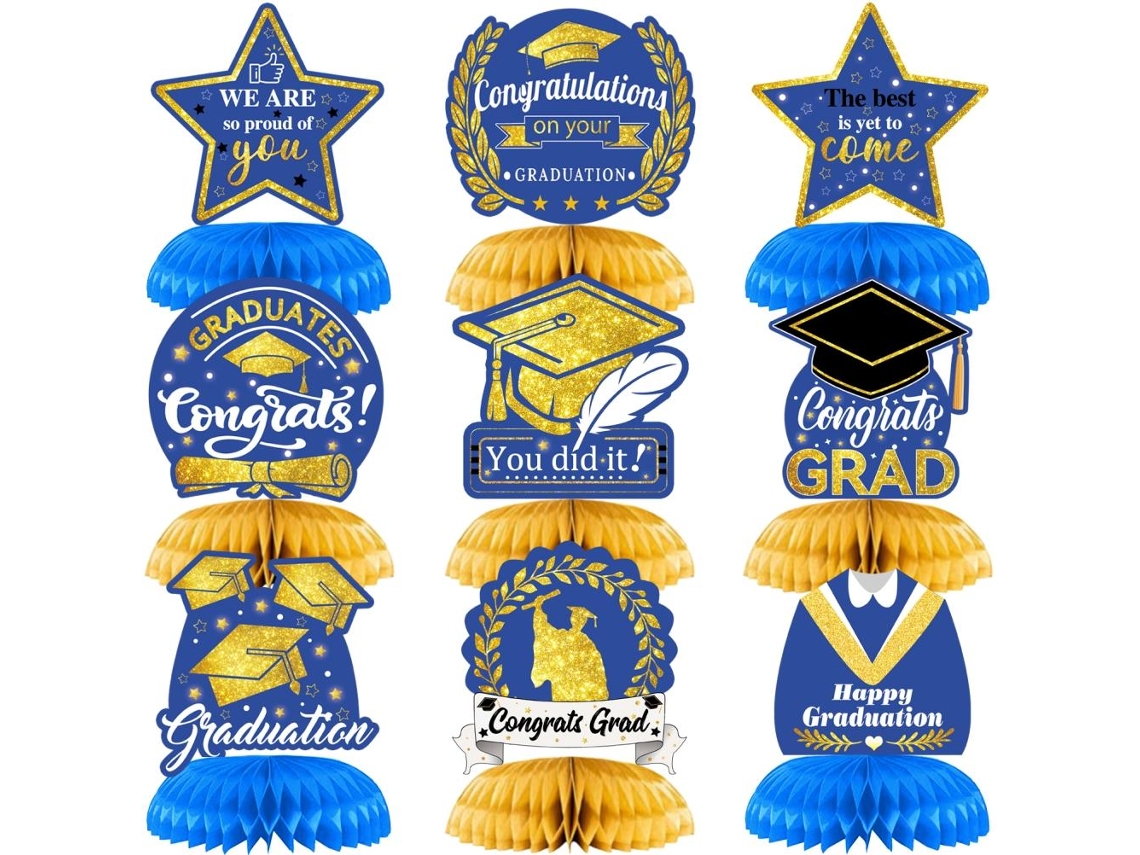 Mali 9pcs Decoração Festa Formatura 2022 Centro de Mesa Favo de Mel Topper Acessório Congratulação