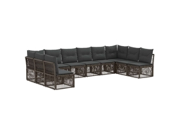 Vidaxl Conjunto De Sofá De Jardim 10 Pcs Cinzento Vime Pe