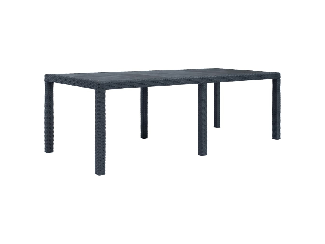 Mesa De Jardim 220x90x72cm Plãstico Antracite C/ Aparência De Vime DKD HOME DECOR