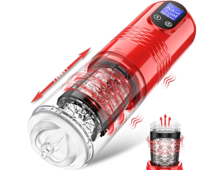 Masturbador Masculino Elétrico Stroker Com 10 Modos De Vibração E 6 Modos De Impulso, Ecrã Lcd, Manga 3d Realista E Vagina De Bolso Para Homem