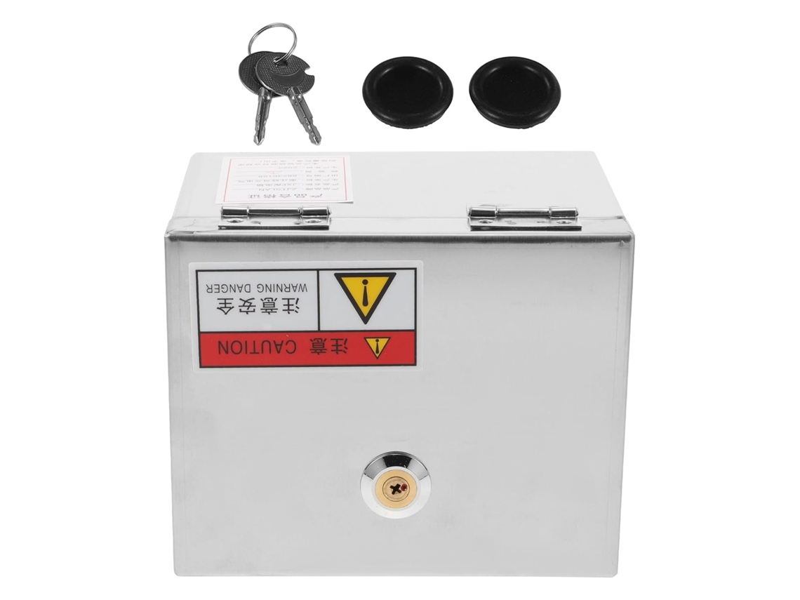 Caixa de Proteção em Aço Inoxidável com Trava para Tomada Elétrica Externa, À Prova D'água. SFUSHOS