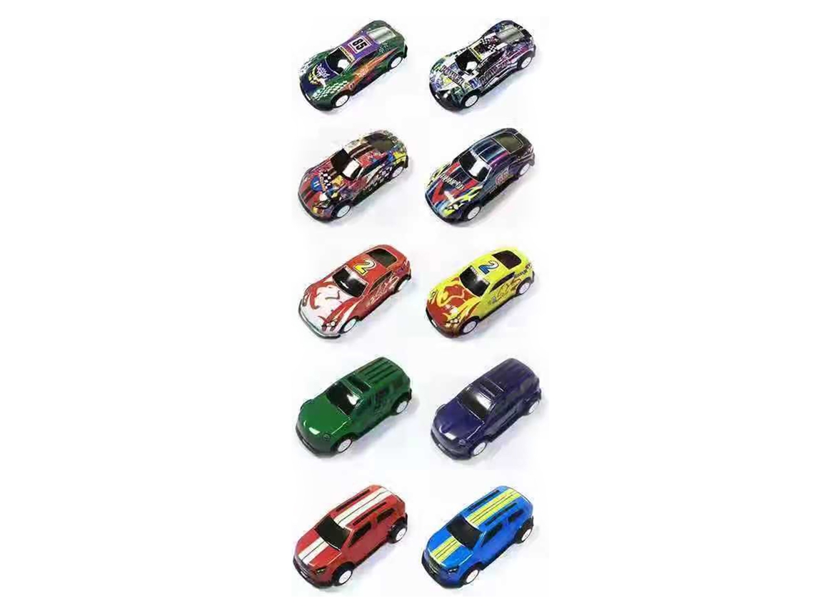 Primerox 10pcs Carro de Brinquedo de Mola de Retorno Metal Leve Cartoon para Aniversários Crianças