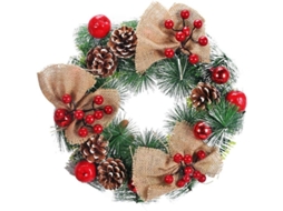 Guirnalda De Natal Com Pinhas E Frutos Vermelhos Para Decoração Interior E Exterior