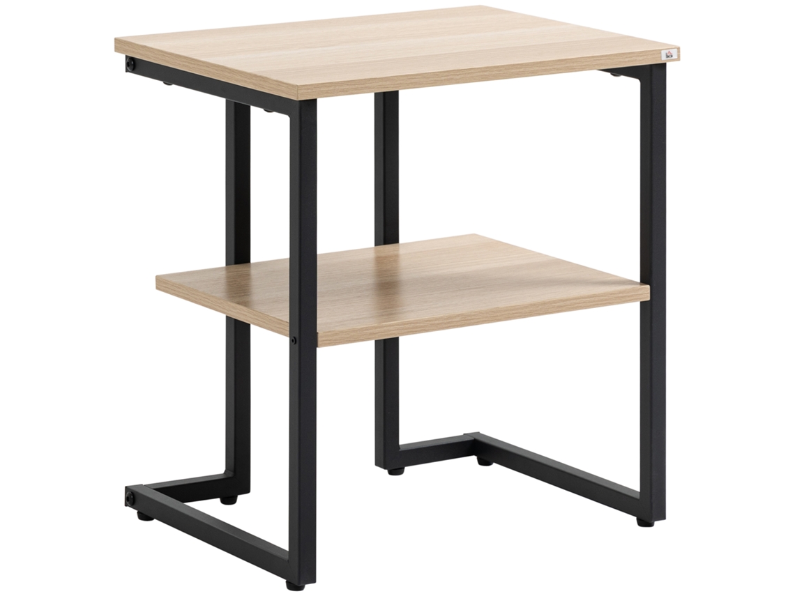 Mesa Auxiliar Melamina de Madeira e Aço Cor Madeira e Preto 45x35x48 cm Homcom