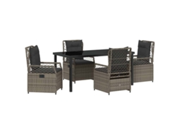 Conjunto de Jantar para Jardim 5 Peças Cinzeto Vime Pe MAISON EXCLUSIVE