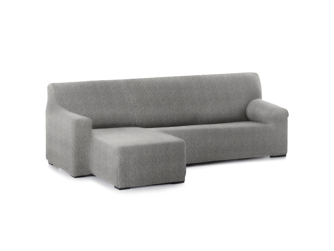 Capa Bi-Elástica para Sofá Adaptável Roc Chaise Longue Braço Curto Esquerda 250-360 Cm Cinzento Claro VIPALIA