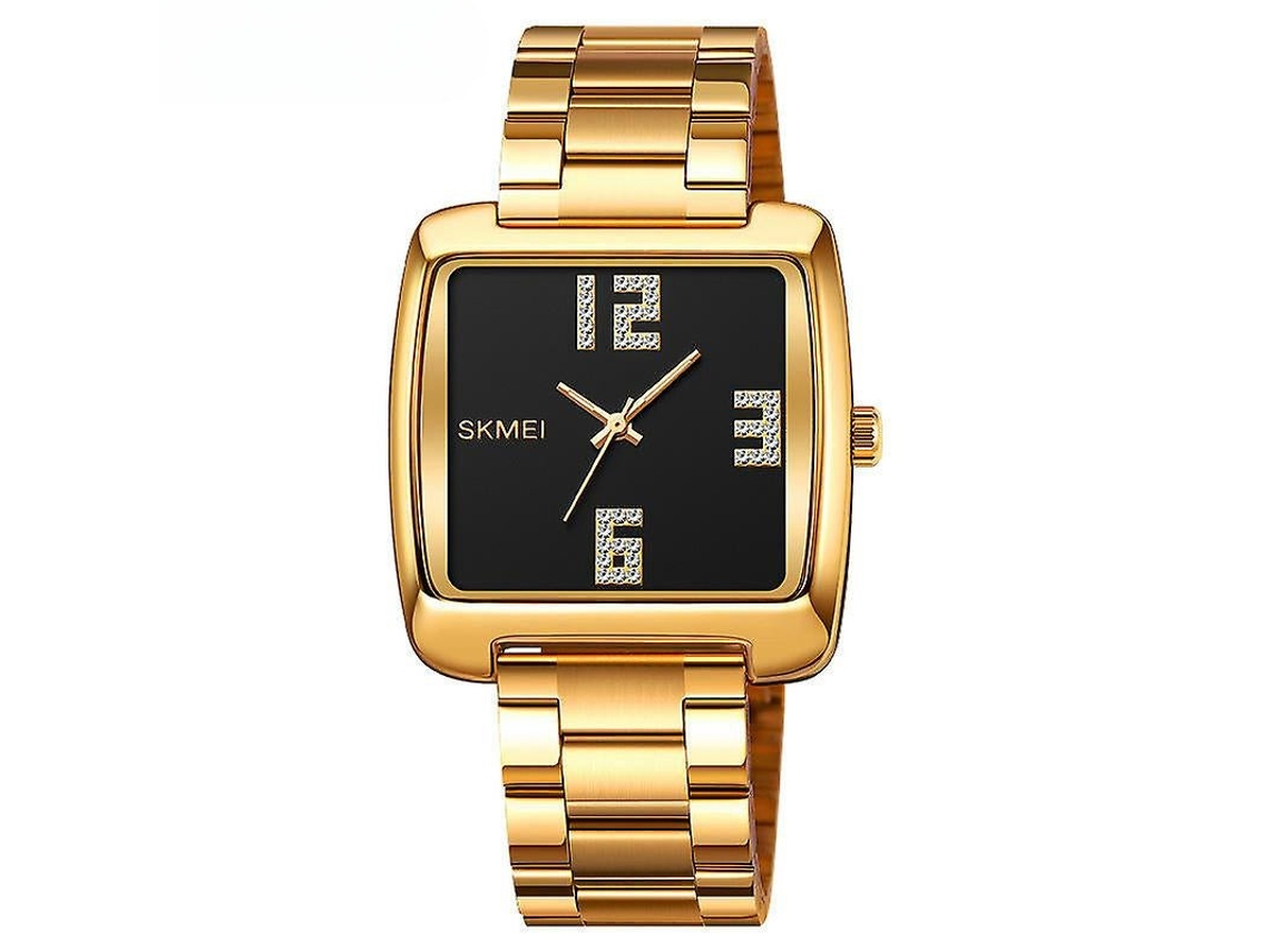 Lurelia Relógio De Quartzo Masculino, Aço Inoxidável, Liga Metálica, Mostrador Grande, Cristais/strass, 30m, Dourado, Modelo Lx13610