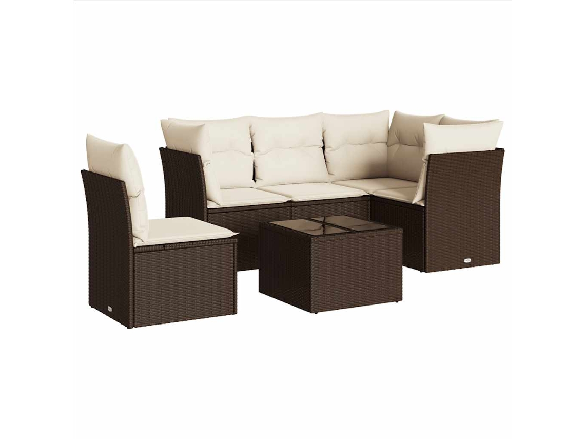 Conjunto de 6 Sofás Jardim com Almofadões Vime Pe Castanho MAISON EXCLUSIVE (80x200 cm)