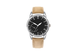 Relógio masculino casual de quartzo com pulseira de couro PU, estilo simples e moderno (preto/café)