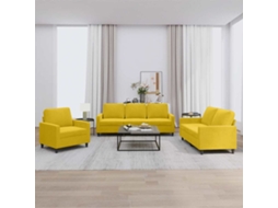 Vidaxl 3 Pcs Conjunto De Sofás Com Almofadões Veludo Amarelo