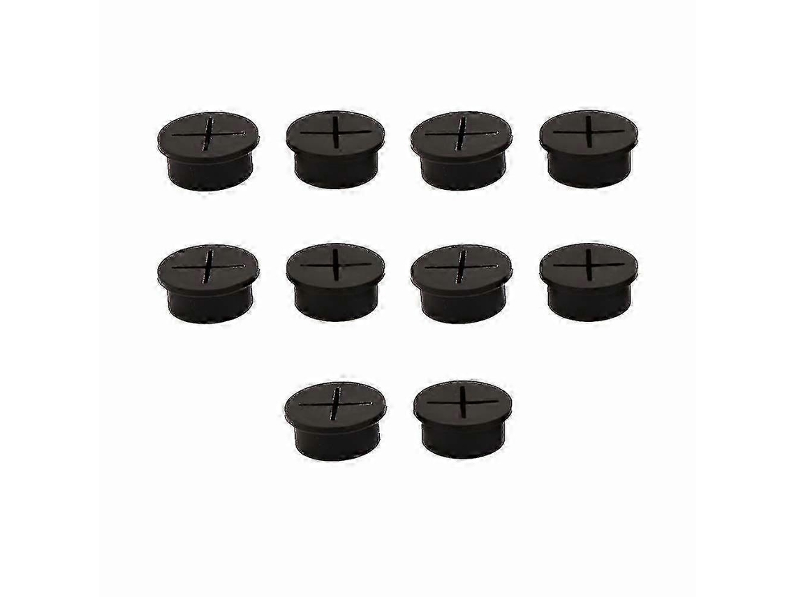 10 ilhós flexíveis de silicone para cabos de mesa, proteção perfeita para furos de cabos, Slowmoose preto
