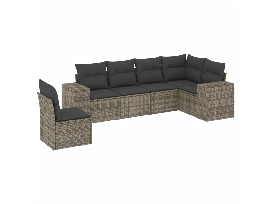 Conjunto de 6 Sofás de Jardim com Almofadões Vime Cinzento MAISON EXCLUSIVE (80x200 cm)