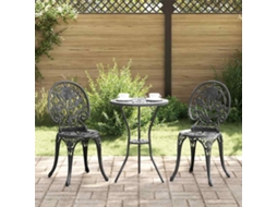 Vidaxl Conjunto Bistro De Jardim 3 Unid. Preto Alumínio