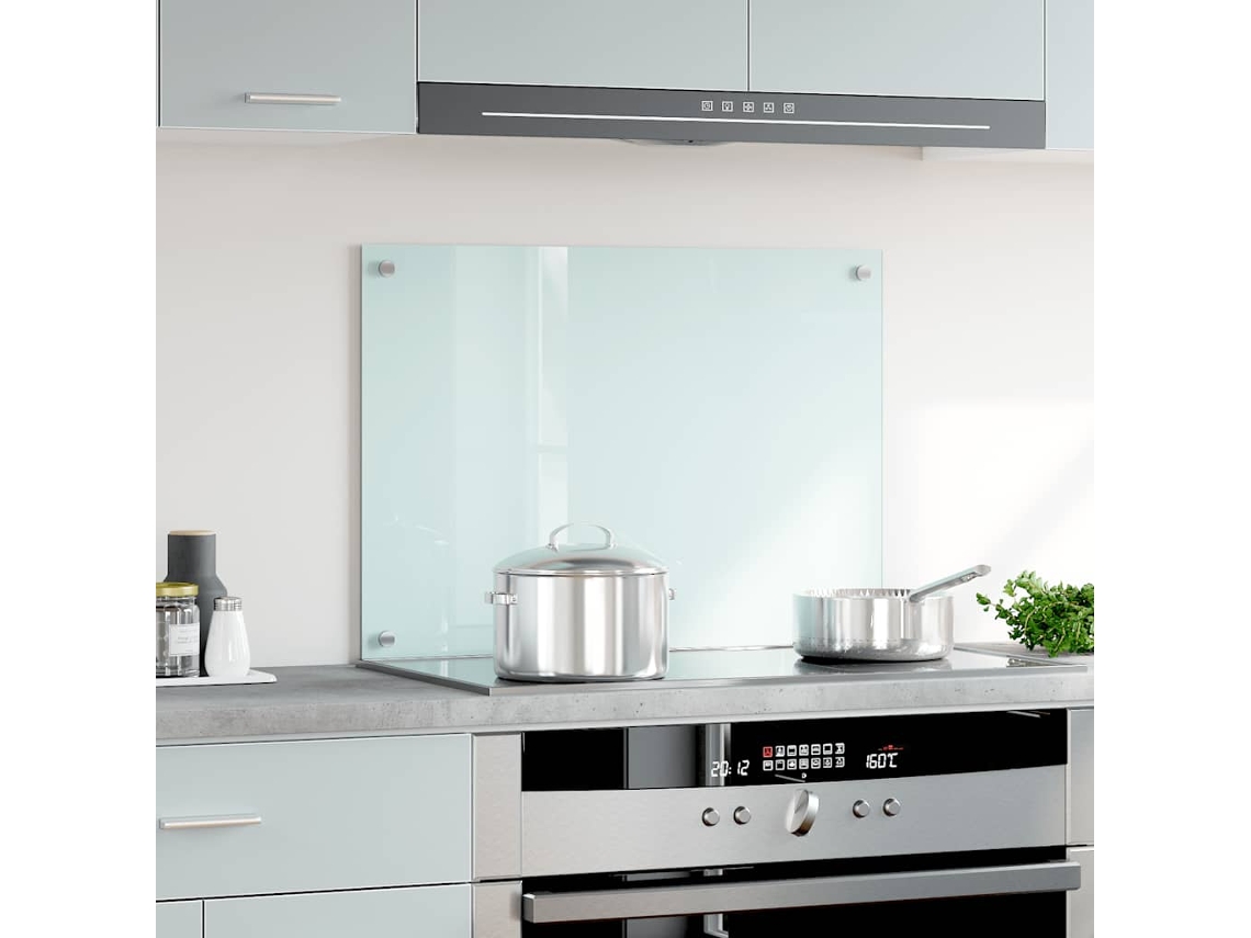 Vidaxl Painel Anti-salpicos De Cozinha 70x50 Cm Vidro Temperado Cor Leitosa