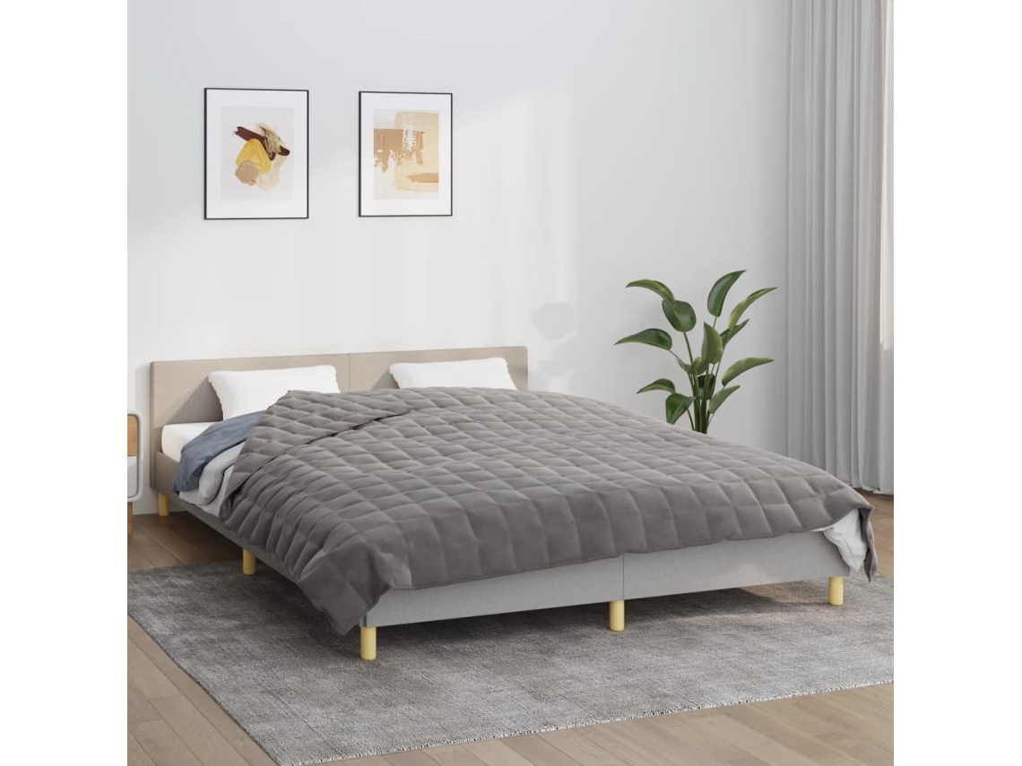 Vidaxl Manta Pesada 15 Kg 220x240 Cm Tecido Cinzento