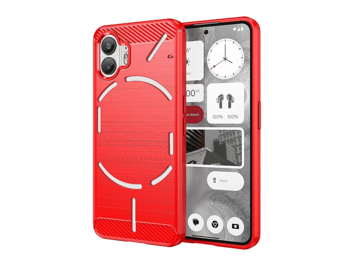 Capa Para Celular Tpu Com Textura Escovada E Fibra De Carbono For Nothing Phone 2