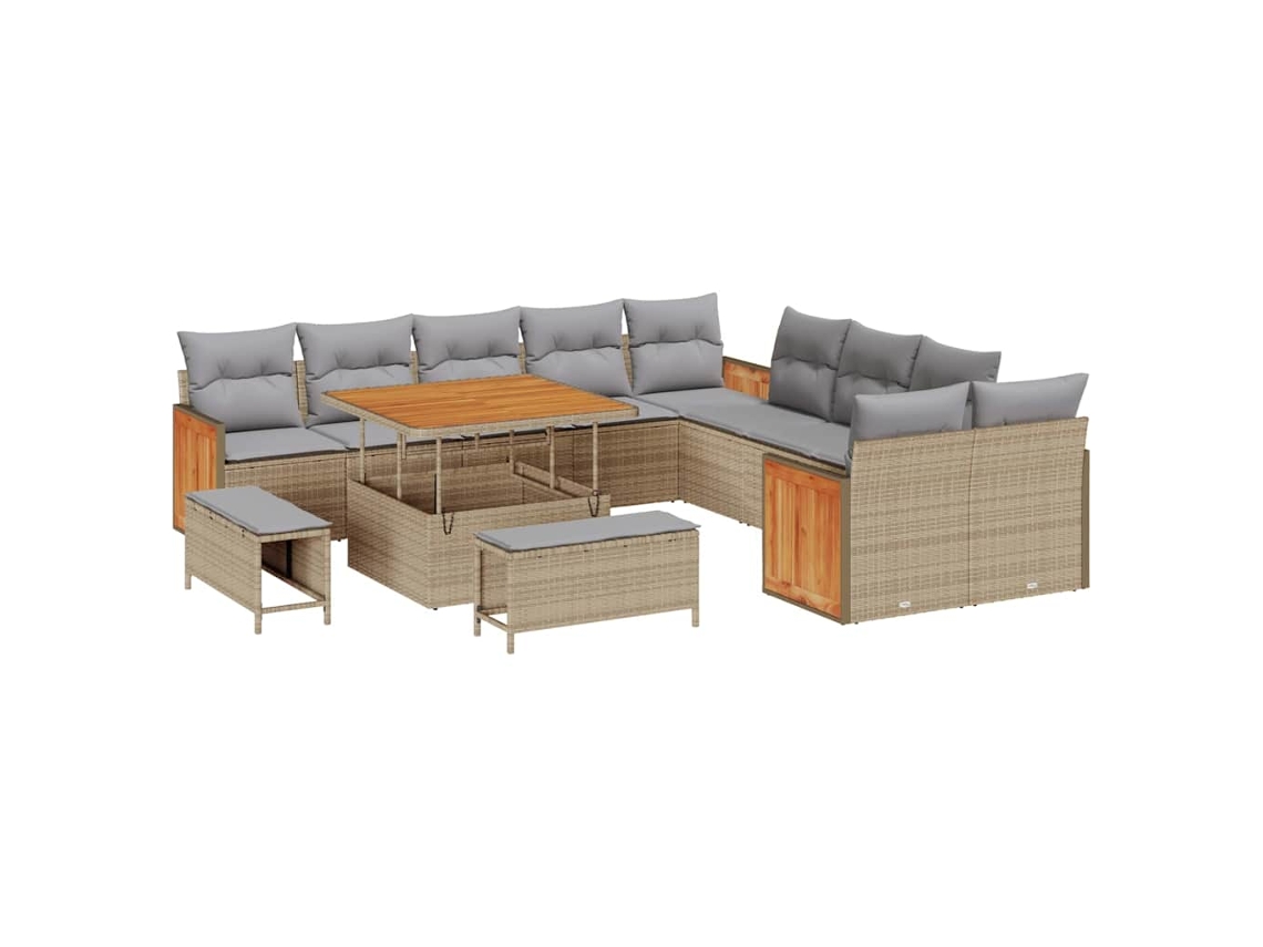 Maison Exclusive - Conjunto De Sofá De Jardim 13 Pcs Bege E Cinza Claro