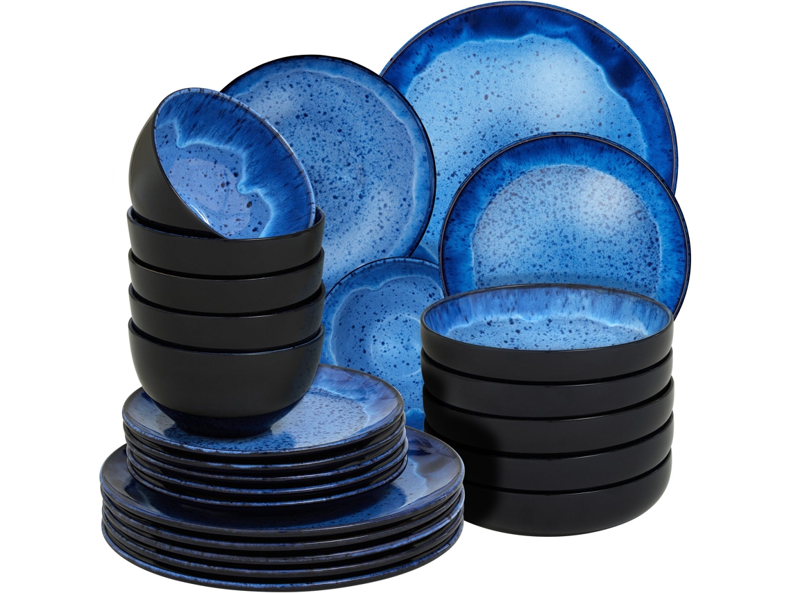 Tectake Louça De Grés Mare Para 6 Pessoas, Azul