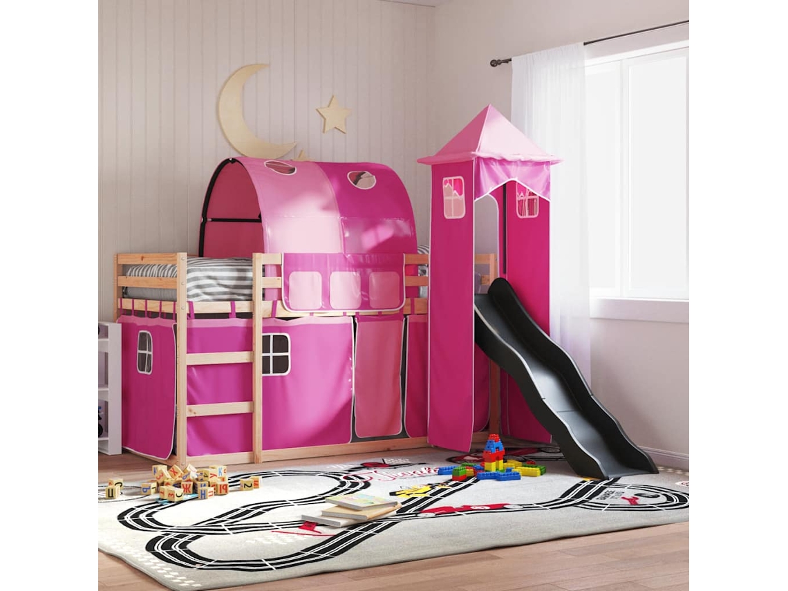 Beliche Com Escorrega E Cortinas 80x200 Cm Rosa