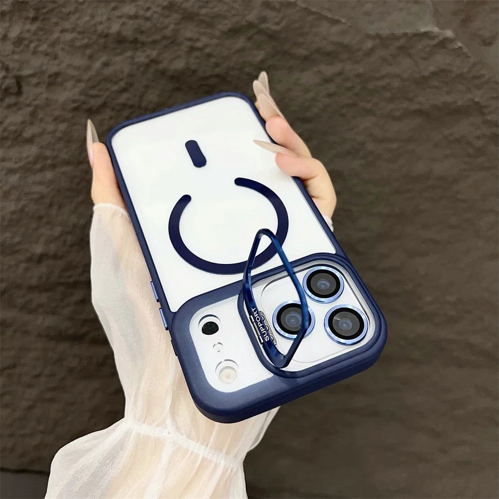 (iphone 11, Azul Escuro) Capa Para Iphone Com Suporte Magnético Magsafe, Compatível Com Carregamento Sem Fio.